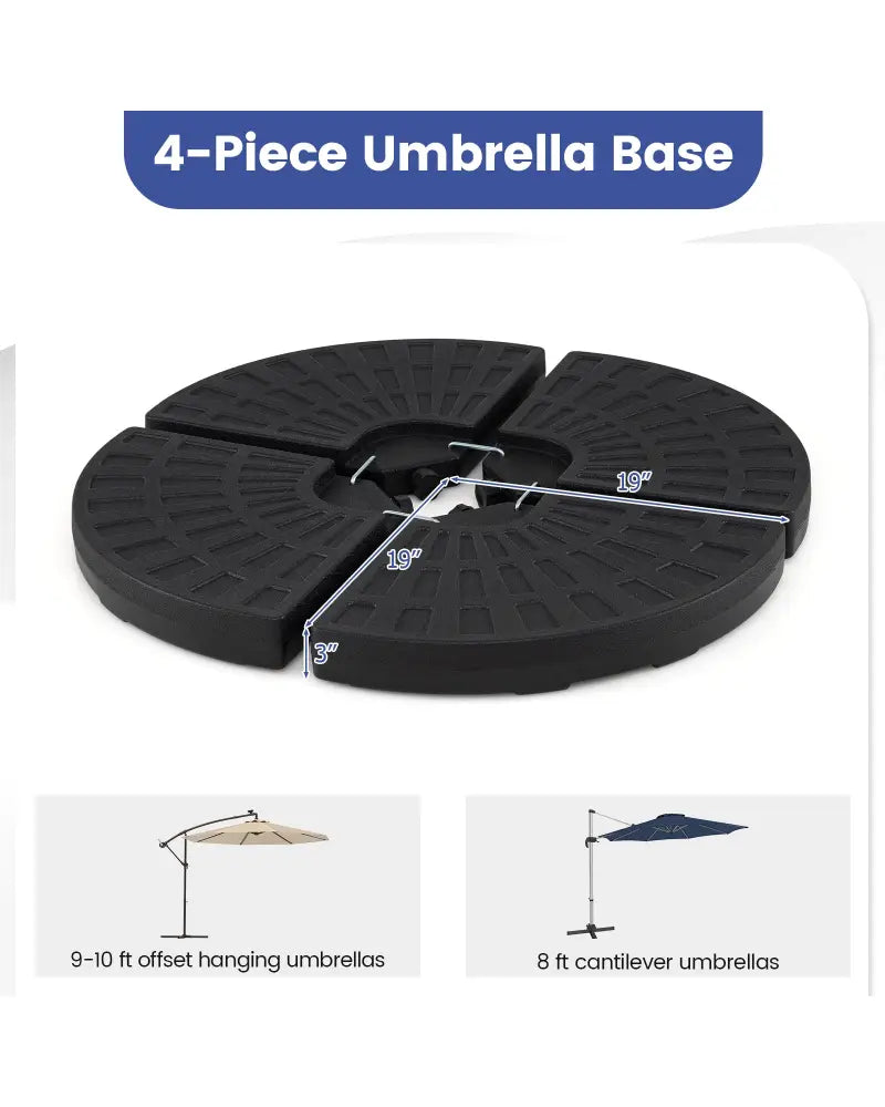 4-Piece Patio Market Umbrella Base 140 LBS Heavy-Duty with U-Locking Pins-Black - Black - Outdoor Umbrella Bases