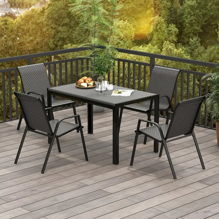 4 Piece Patio Rattan Dining Chairs with Wicker Woven Seat and Back for Backyard Front Porch-Brown - Brown - Patio