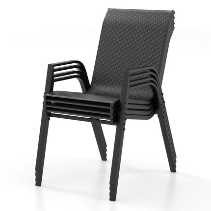 4 Piece Patio Rattan Dining Chairs with Wicker Woven Seat and Back for Backyard Front Porch-Brown - Brown - Patio