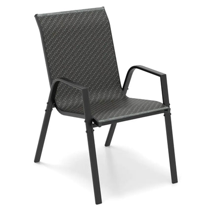 4 Piece Patio Rattan Dining Chairs with Wicker Woven Seat and Back for Backyard Front Porch-Brown - Brown - Patio