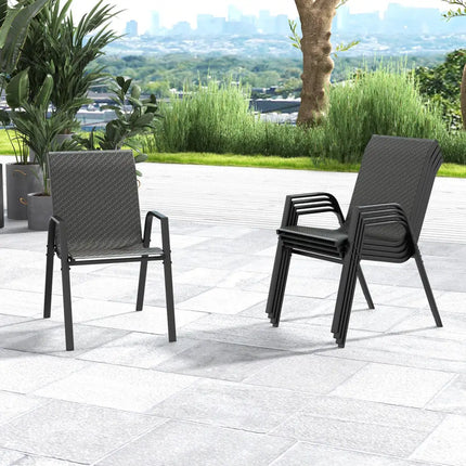 4 Piece Patio Rattan Dining Chairs with Wicker Woven Seat and Back for Backyard Front Porch-Brown - Brown - Patio
