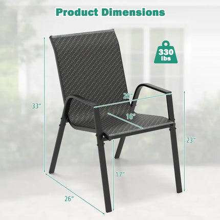 4 Piece Patio Rattan Dining Chairs with Wicker Woven Seat and Back for Backyard Front Porch-Brown - Brown - Patio