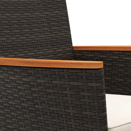 4 Piece Patio Wicker Sofa Set 2 Rattan Chairs and Loveseat with Table-Brown - Brown - Patio Conversation Sets