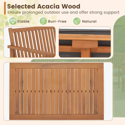 4 Piece Patio Wood Furniture Set Acacia Wood Sofa Set with Loveseat-Gray - Gray - Patio Conversation Sets