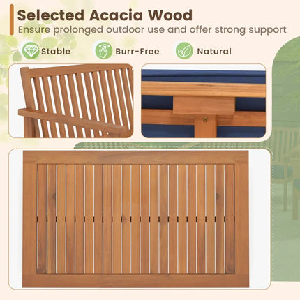 4 Piece Patio Wood Furniture Set Acacia Wood Sofa Set with Loveseat-Navy - Navy - Patio Conversation Sets