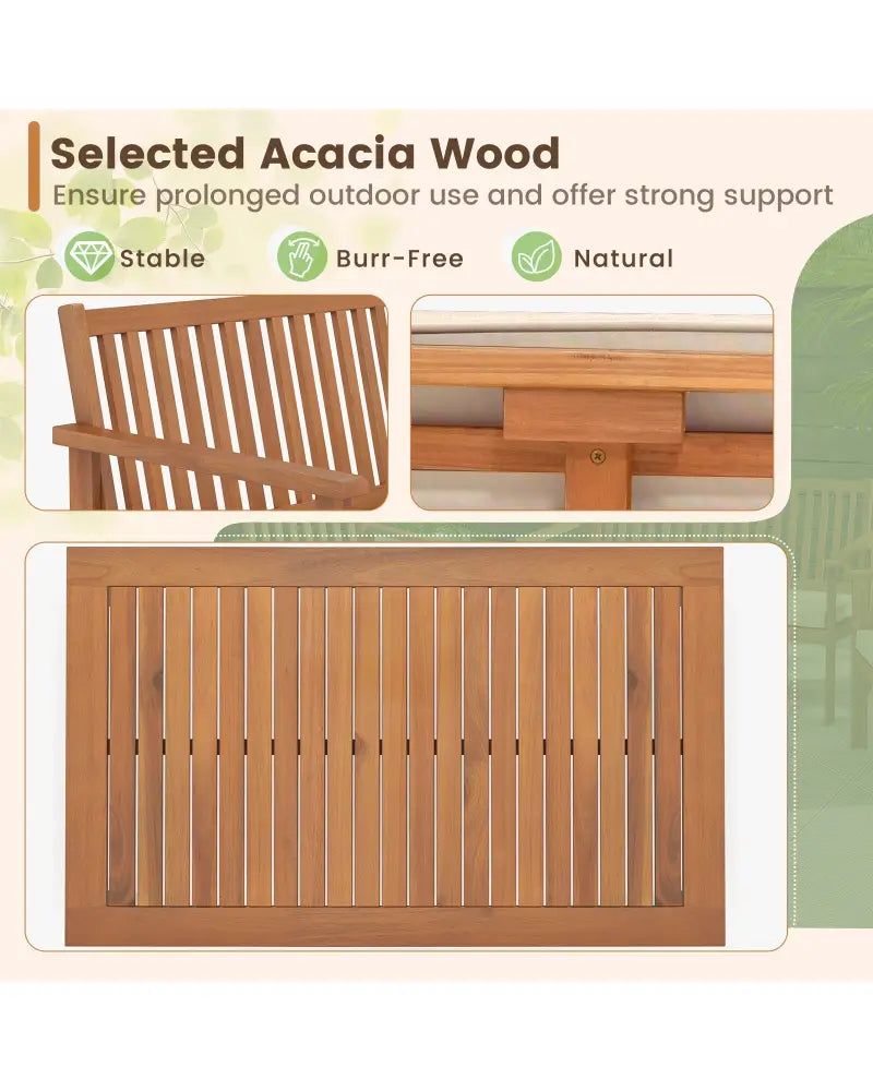 4 Piece Patio Wood Furniture Set Acacia Wood Sofa Set with Loveseat-Off White - Off White - Patio Conversation Sets