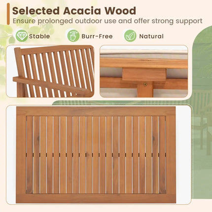 4 Piece Patio Wood Furniture Set Acacia Wood Sofa Set with Loveseat-Off White - Off White - Patio Conversation Sets