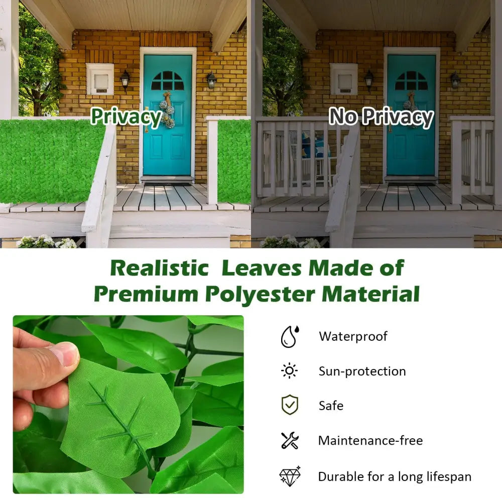 4 Pieces 118 x 39 Inch Artificial Ivy Privacy Fence for Fence and Vine Decor - Light Green - Outdoor Privacy Screens