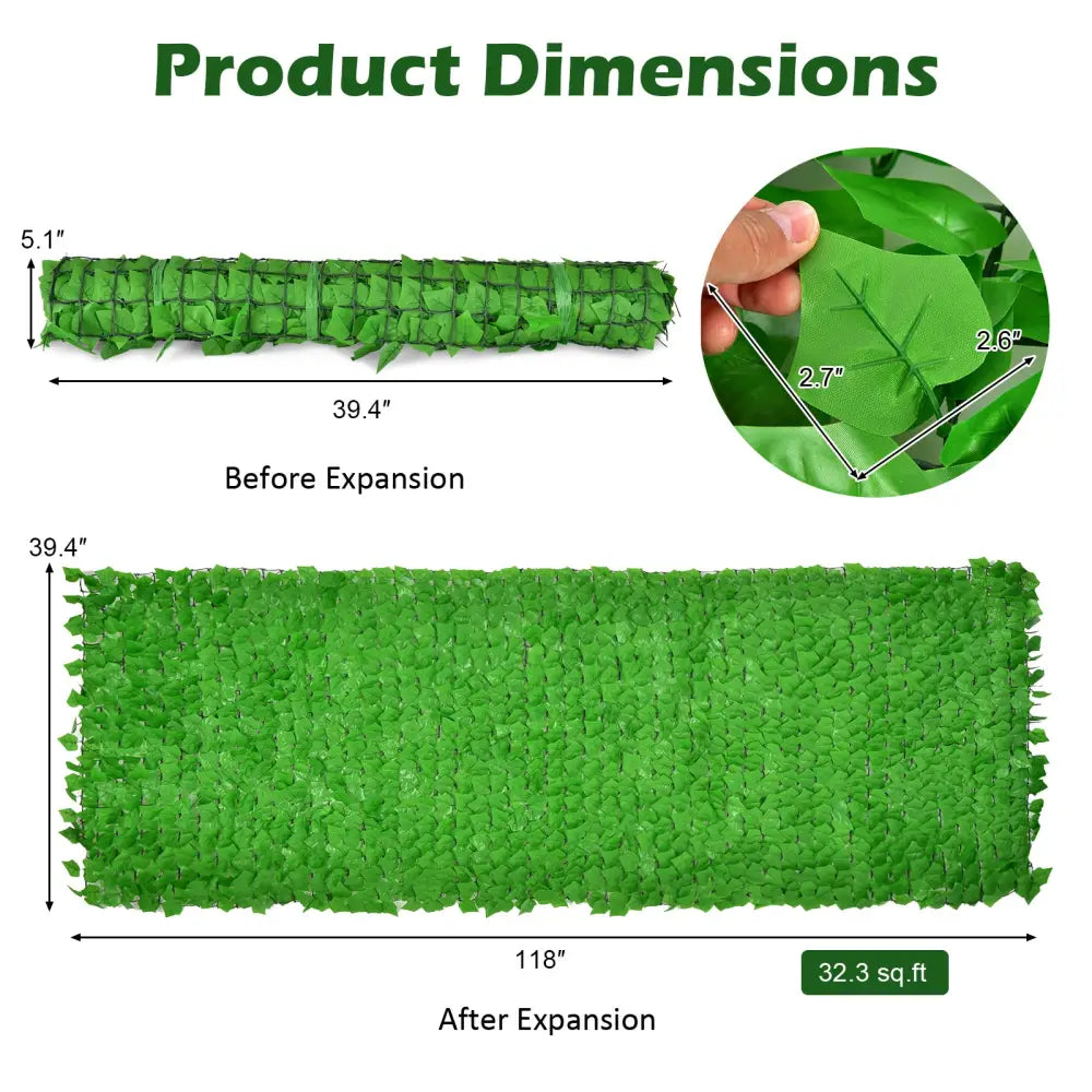 4 Pieces 118 x 39 Inch Artificial Ivy Privacy Fence for Fence and Vine Decor - Light Green - Outdoor Privacy Screens