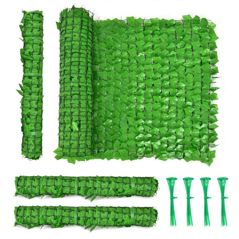 4 Pieces 118 x 39 Inch Artificial Ivy Privacy Fence for Fence and Vine Decor - Light Green - Outdoor Privacy Screens