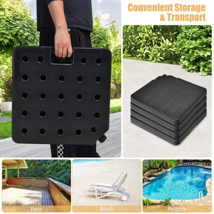 4 Pieces 13L Cantilever Offset Patio Umbrella Base with Easy-Fill Spouts - Black - Outdoor Umbrella Bases