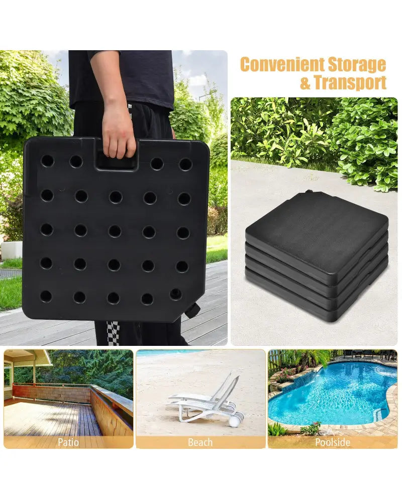 4 Pieces 13L Cantilever Offset Patio Umbrella Base with Easy-Fill Spouts - Black - Outdoor Umbrella Bases