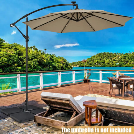 4 Pieces 13L Cantilever Offset Patio Umbrella Base with Easy-Fill Spouts - Black - Outdoor Umbrella Bases
