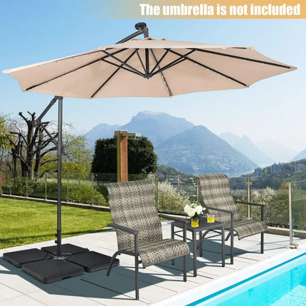 4 Pieces 13L Cantilever Offset Patio Umbrella Base with Easy-Fill Spouts - Black - Outdoor Umbrella Bases