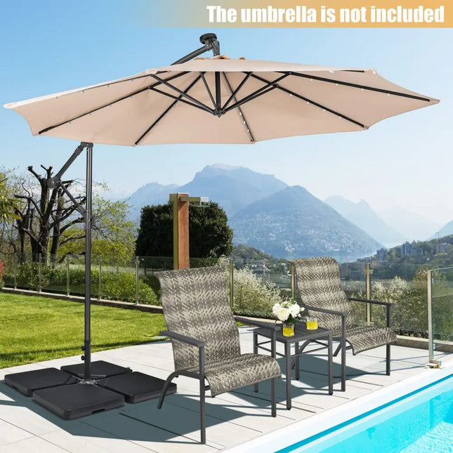 4 Pieces 13L Cantilever Offset Patio Umbrella Base with Easy-Fill Spouts - Black - Outdoor Umbrella Bases