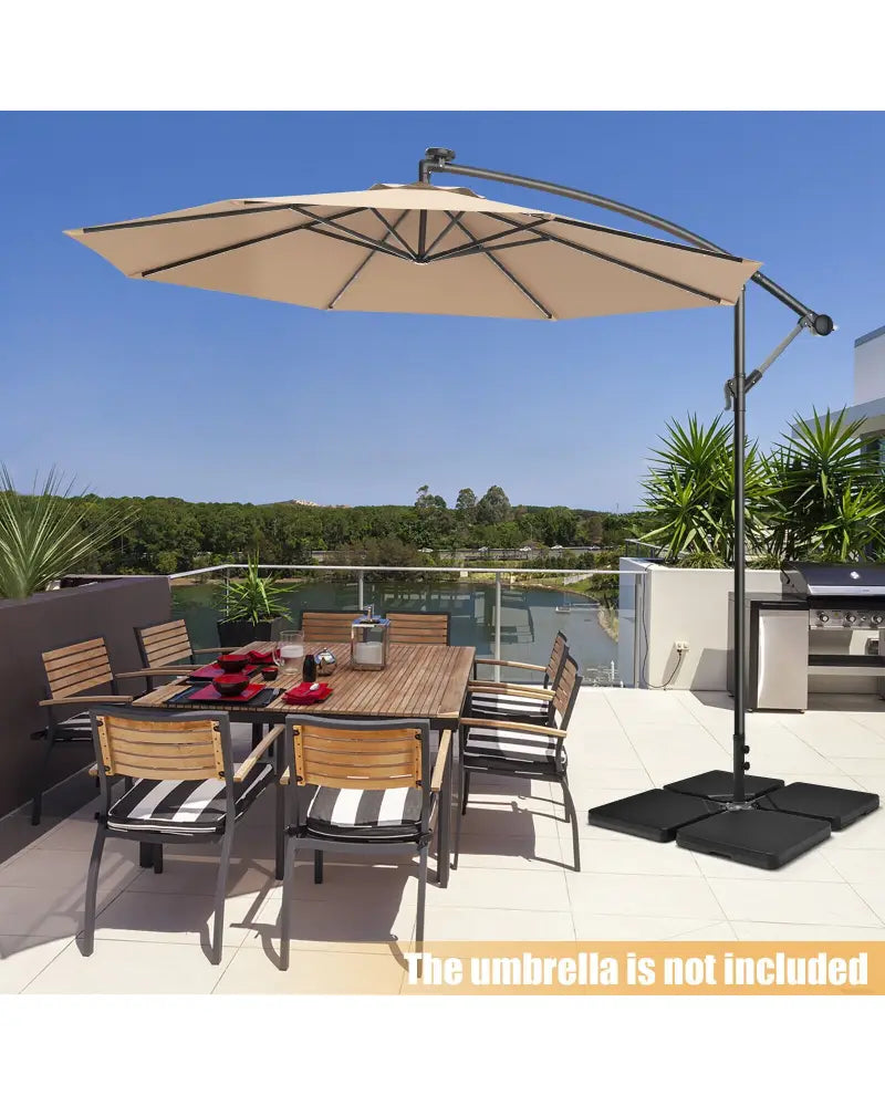 4 Pieces 13L Cantilever Offset Patio Umbrella Base with Easy-Fill Spouts - Black - Outdoor Umbrella Bases