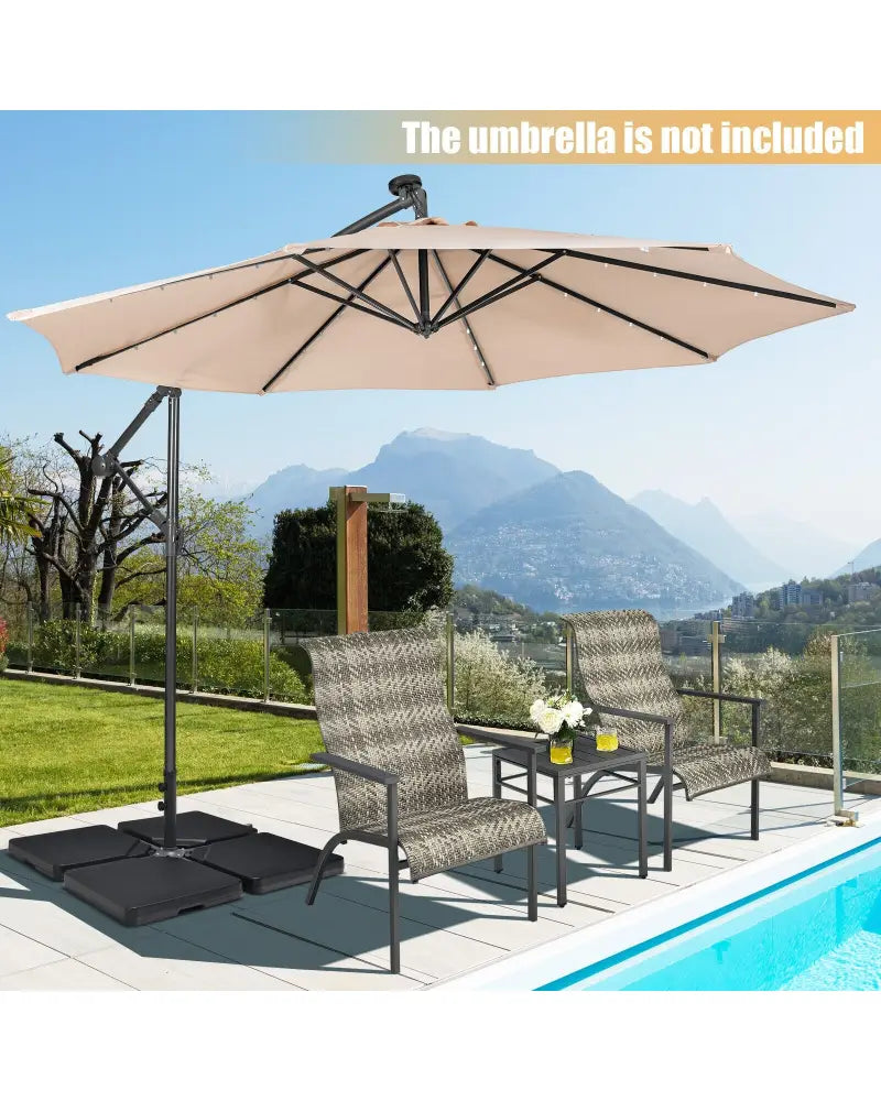 4 Pieces 13L Cantilever Offset Patio Umbrella Base with Easy-Fill Spouts - Black - Outdoor Umbrella Bases
