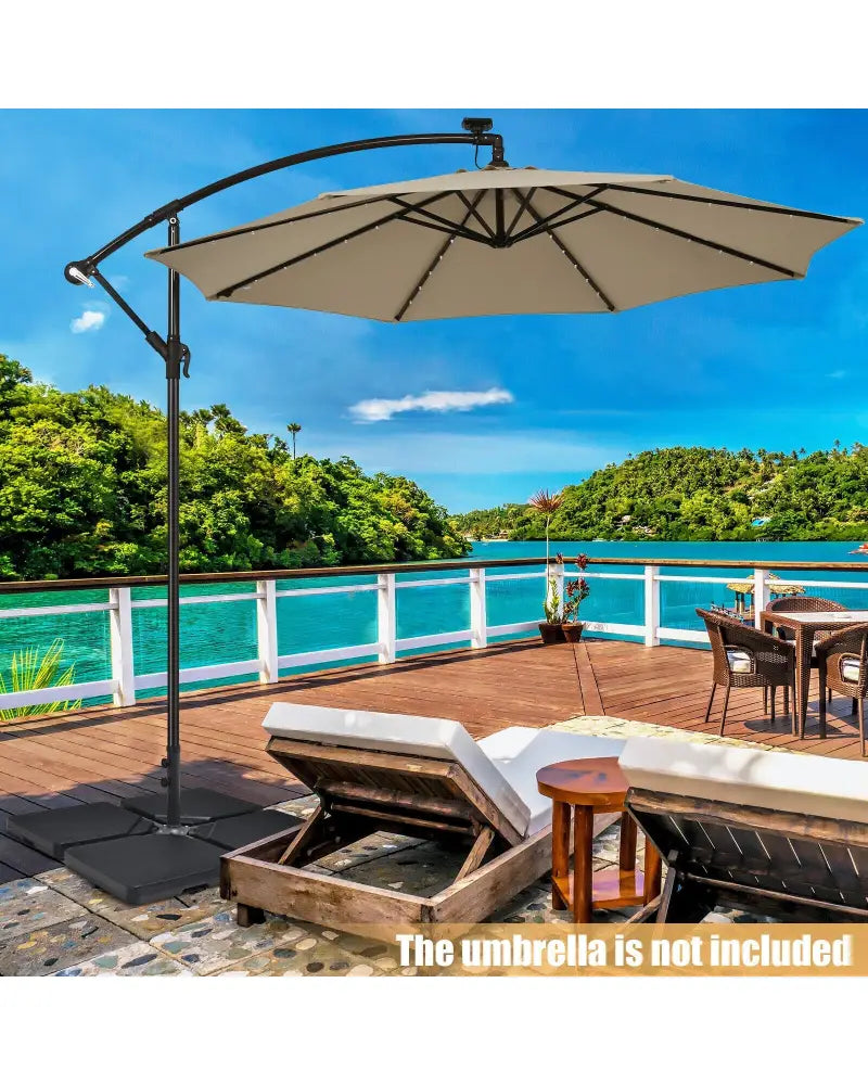4 Pieces 13L Cantilever Offset Patio Umbrella Base with Easy-Fill Spouts - Black - Outdoor Umbrella Bases