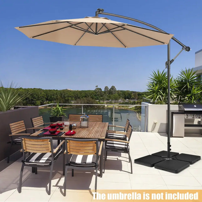 4 Pieces 13L Cantilever Offset Patio Umbrella Base with Easy-Fill Spouts - Black - Outdoor Umbrella Bases