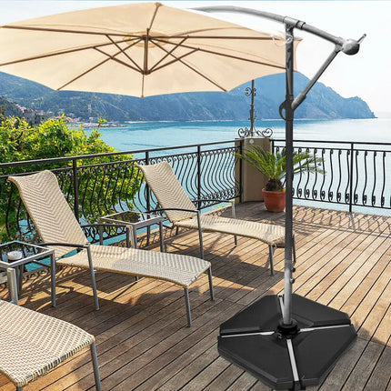 4 Pieces 195 lbs Patio Cantilever Offset Umbrella Base Weight Sand - Black - Outdoor Umbrella Bases