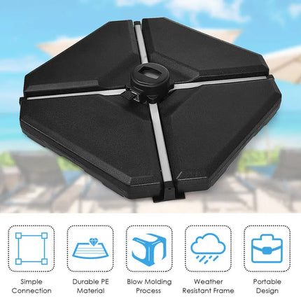 4 Pieces 195 lbs Patio Cantilever Offset Umbrella Base Weight Sand - Black - Outdoor Umbrella Bases