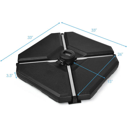 4 Pieces 195 lbs Patio Cantilever Offset Umbrella Base Weight Sand - Black - Outdoor Umbrella Bases