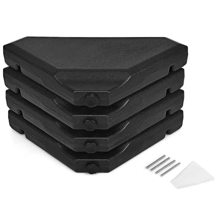 4 Pieces 195 lbs Patio Cantilever Offset Umbrella Base Weight Sand - Black - Outdoor Umbrella Bases