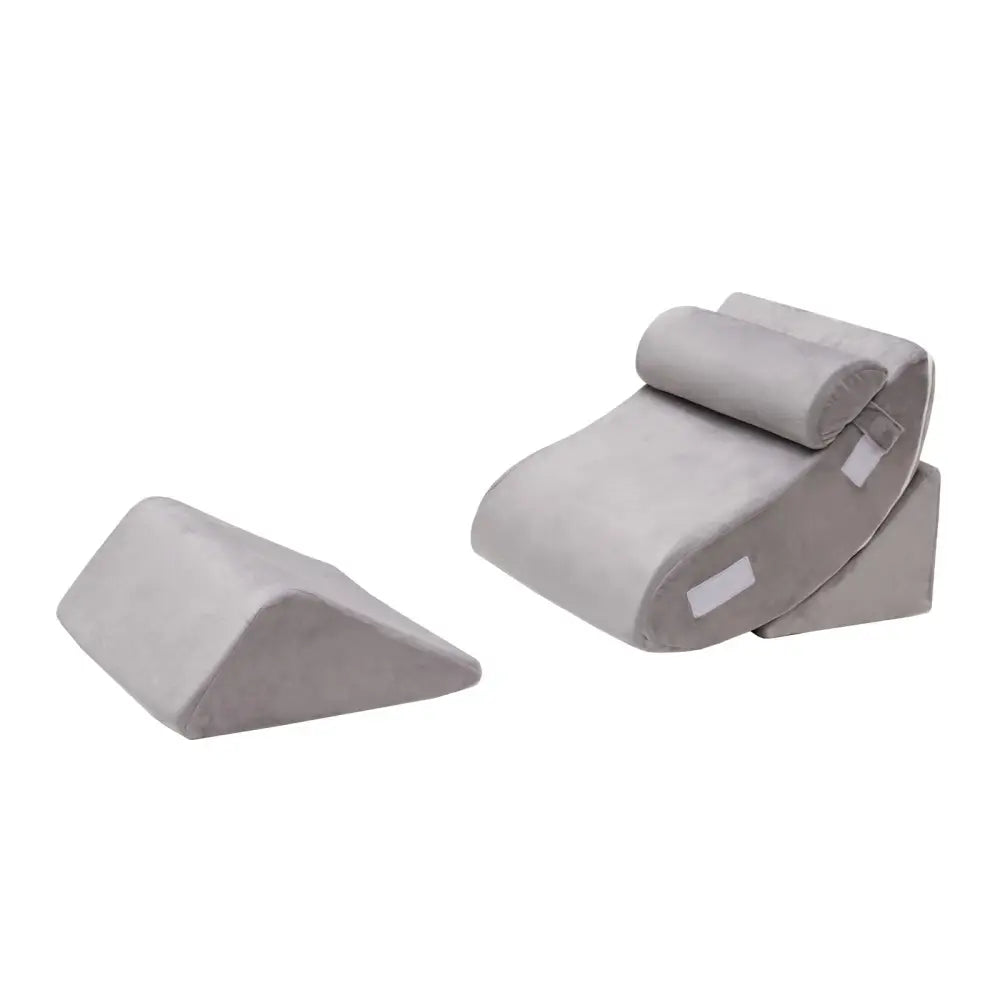 4 Pieces Bed Wedge Pillow for Back Neck and Leg Pain Relief-Gray - Gray - Bedding