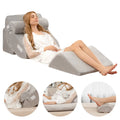 4 Pieces Bed Wedge Pillow for Back Neck and Leg Pain Relief-Gray - Gray - Bedding