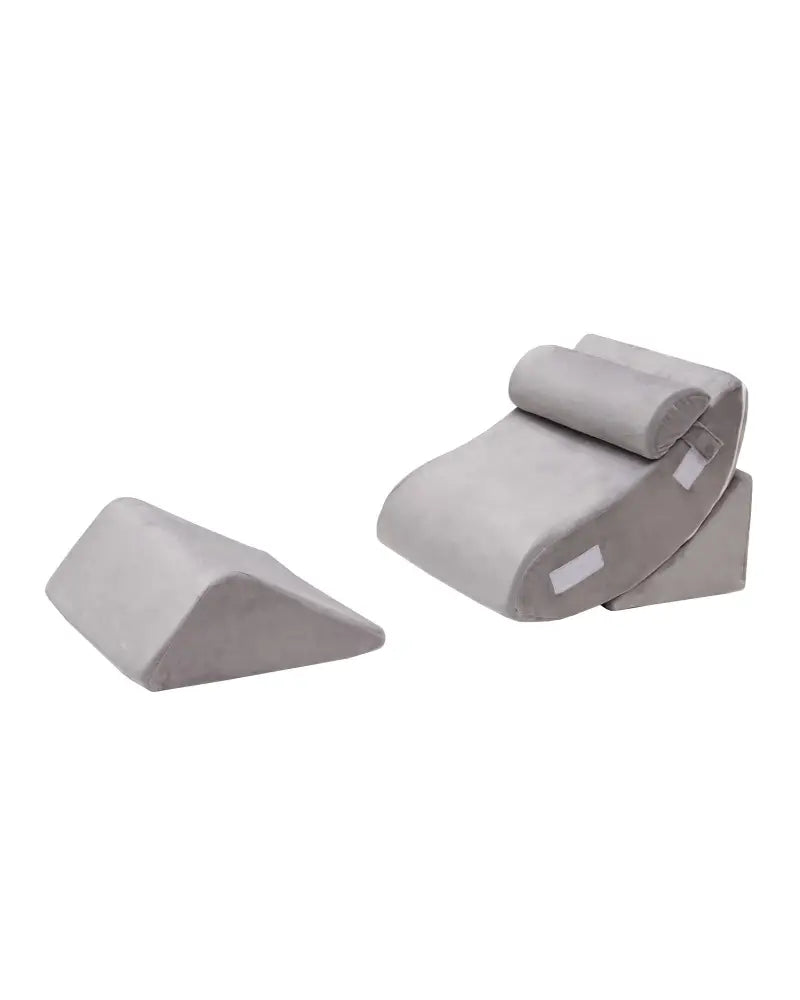 4 Pieces Bed Wedge Pillow for Back Neck and Leg Pain Relief-Gray - Gray - Bedding