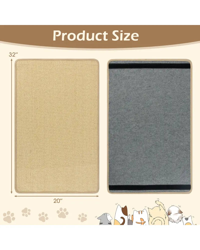 4 Pieces Cat Scratcher Mat Set 32 x 20 Inch Pads for Cats - Natural - Cat Trees Condos & Scratchers