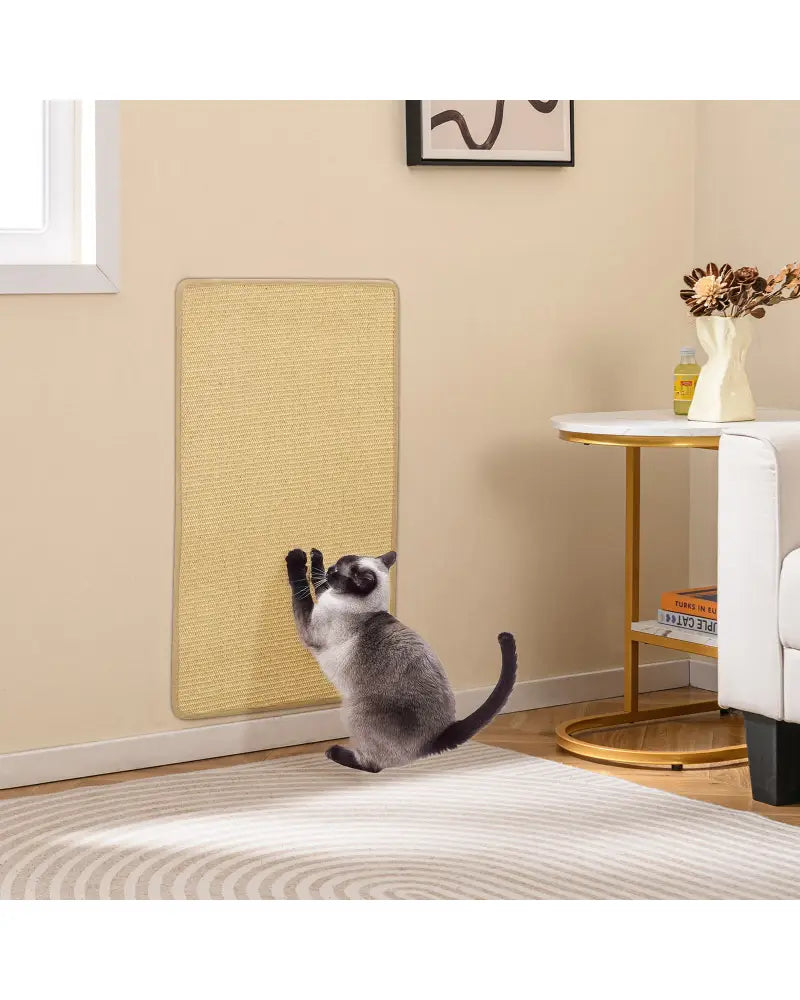 4 Pieces Cat Scratcher Mat Set 32 x 20 Inch Pads for Cats - Natural - Cat Trees Condos & Scratchers