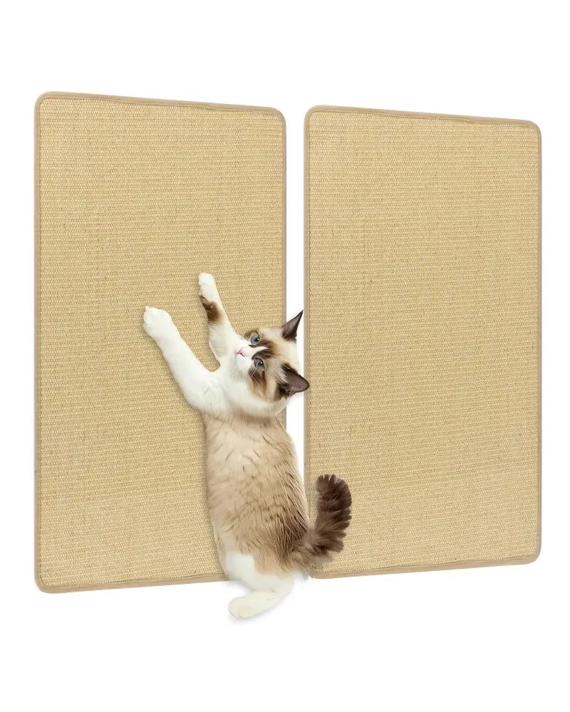 4 Pieces Cat Scratcher Mat Set 32 x 20 Inch Pads for Cats - Natural - Cat Trees Condos & Scratchers