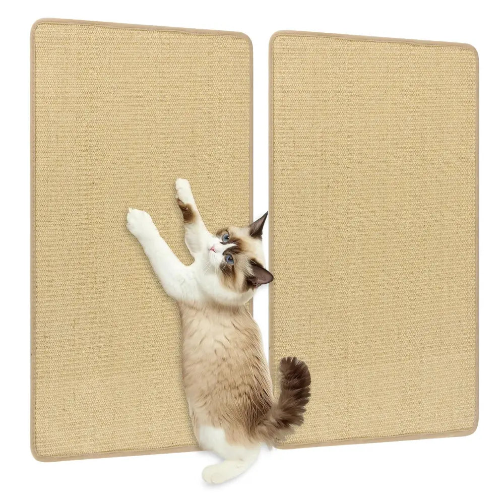 4 Pieces Cat Scratcher Mat Set 32 x 20 Inch Pads for Cats - Natural - Cat Trees Condos & Scratchers