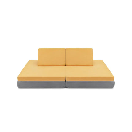 4 Pieces Convertible Kids Couch Set with 2 Folding MatsYellow - Oasis Home Essentials