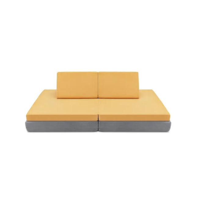 4 Pieces Convertible Kids Couch Set with 2 Folding MatsYellow - Oasis Home Essentials
