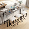4 Pieces Counter Height Bar Table with Power Outlet with 3 Padded Stools-Gray - Gray - Dining Room Sets