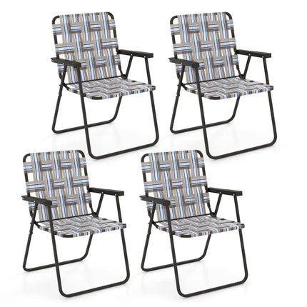 4 Pieces Folding Beach Chair Camping Lawn Webbing Chair-Coffee - Coffee - Beach & Lawn Chairs