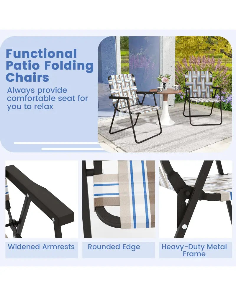 4 Pieces Folding Beach Chair Camping Lawn Webbing Chair-Coffee - Coffee - Beach & Lawn Chairs