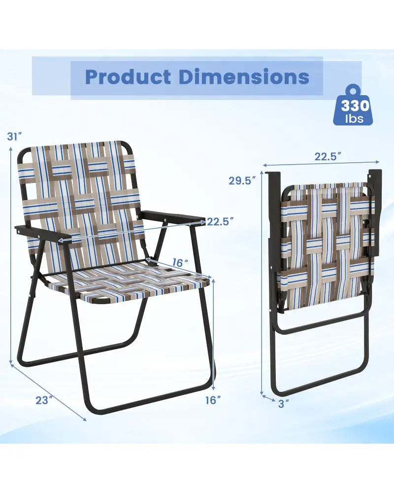 4 Pieces Folding Beach Chair Camping Lawn Webbing Chair-Coffee - Coffee - Beach & Lawn Chairs