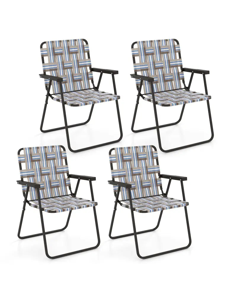 4 Pieces Folding Beach Chair Camping Lawn Webbing Chair-Coffee - Coffee - Beach & Lawn Chairs