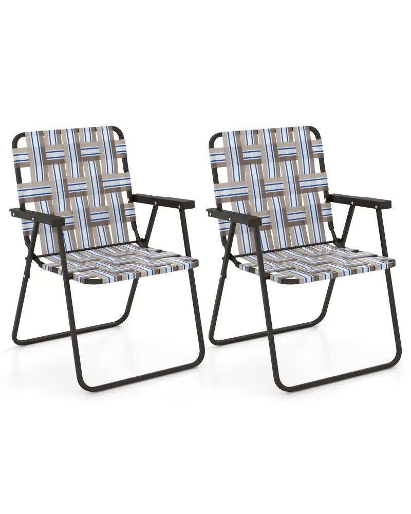 4 Pieces Folding Beach Chair Camping Lawn Webbing Chair-Coffee - Coffee - Beach & Lawn Chairs