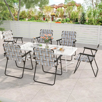 4 Pieces Folding Beach Chair Camping Lawn Webbing Chair-Coffee - Coffee - Beach & Lawn Chairs