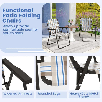 4 Pieces Folding Beach Chair Camping Lawn Webbing Chair-Coffee - Coffee - Beach & Lawn Chairs
