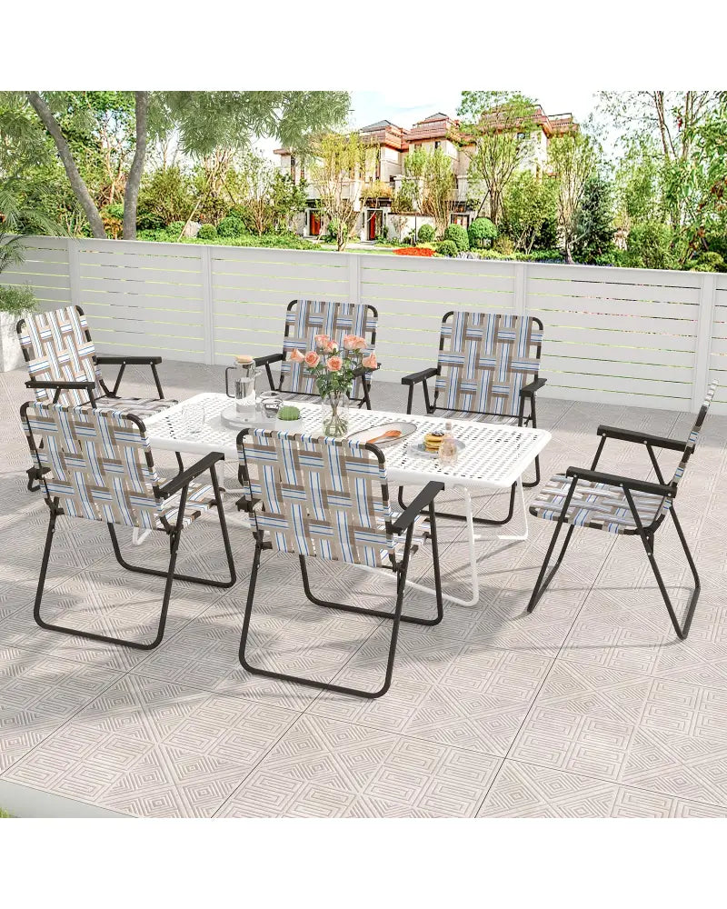 4 Pieces Folding Beach Chair Camping Lawn Webbing Chair-Coffee - Coffee - Beach & Lawn Chairs