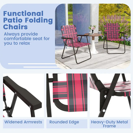 4 Pieces Folding Beach Chair Camping Lawn Webbing Chair-Red - Red - Beach & Lawn Chairs
