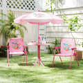 4 Pieces Kids Picnic Set with 2 Folding Chairs and Height Adjustable Umbrella-Pink - Pink - Kids Table & Chair Sets