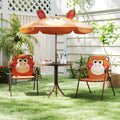4 Pieces Kids Picnic Set with 2 Folding Chairs and Height Adjustable Umbrella-Brown - Brown - Kids Table & Chair Sets