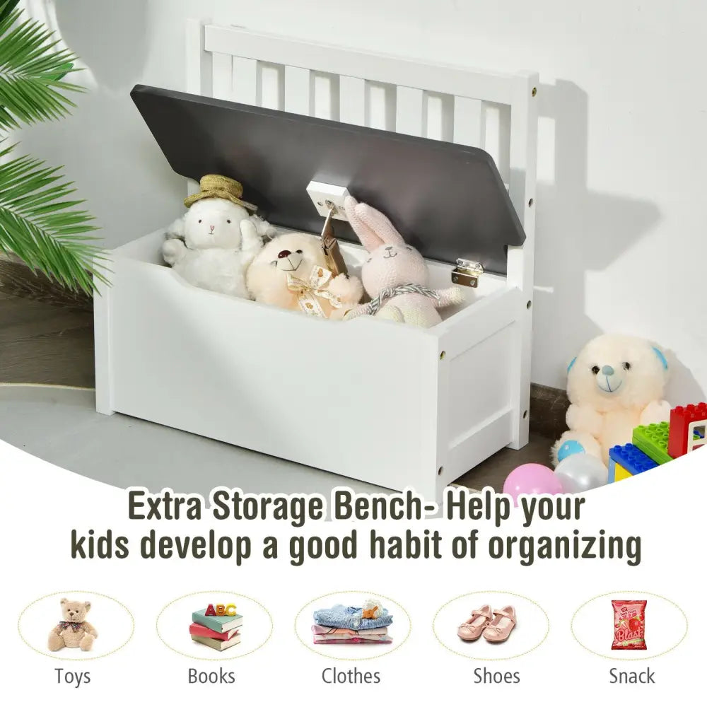 4 Pieces Kids Wooden Activity Table and Chairs Set with Storage Bench and Study Desk-Gray - Gray - Kids Table & Chair