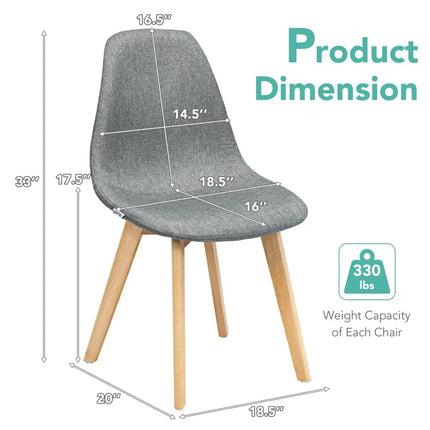 4 Pieces Modern Dining Chair Set with Wood Legs and Fabric Cushion Seat Costway